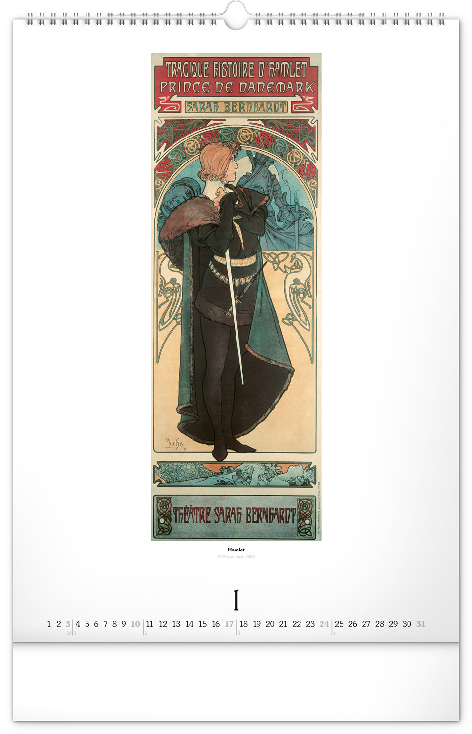 Wandkalender Alfons Mucha 2027, 33 x 46 cm