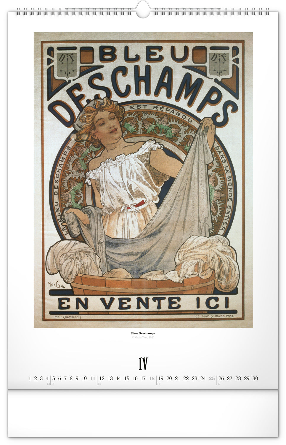 Wandkalender Alfons Mucha 2027, 33 x 46 cm
