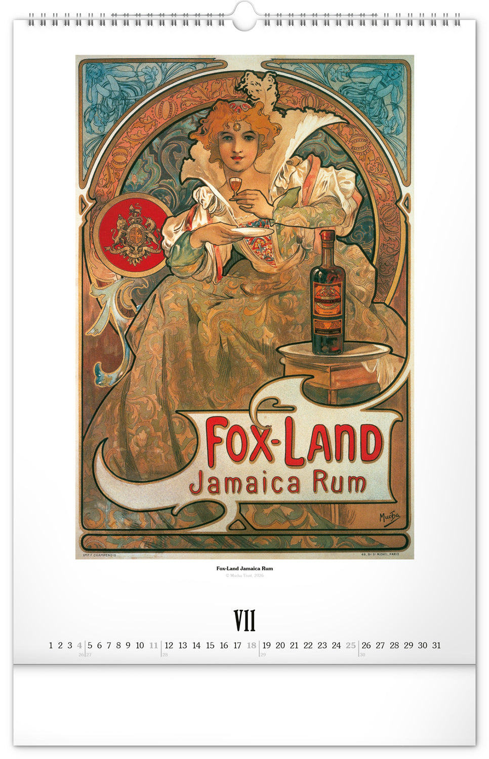 Wandkalender Alfons Mucha 2027, 33 x 46 cm