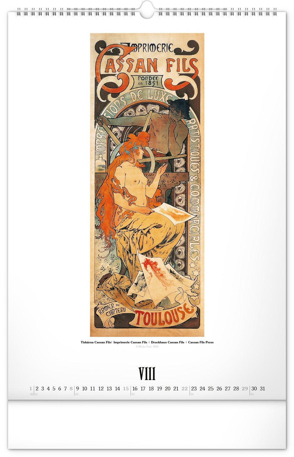Wandkalender Alfons Mucha 2027, 33 x 46 cm