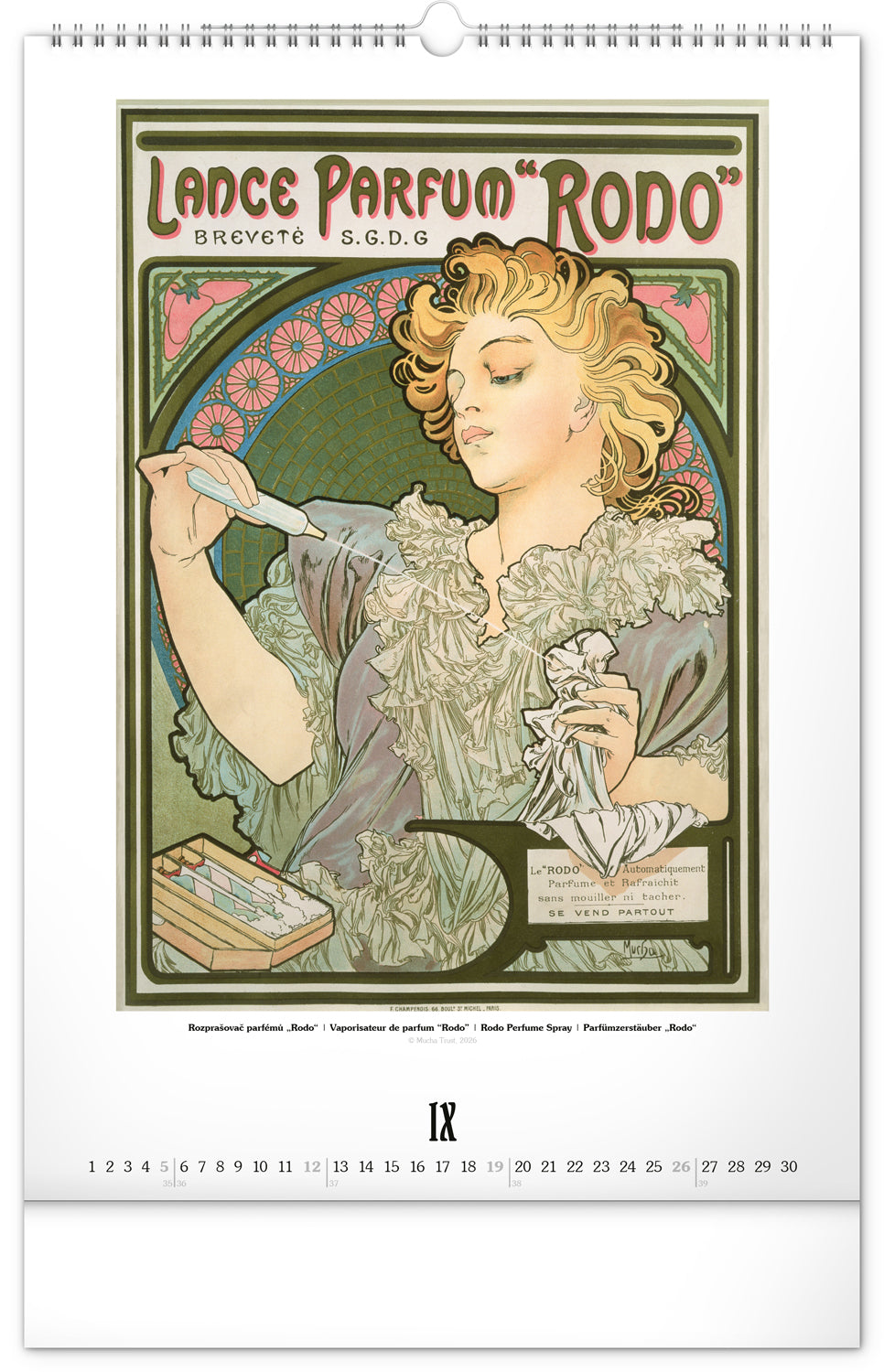 Wandkalender Alfons Mucha 2027, 33 x 46 cm
