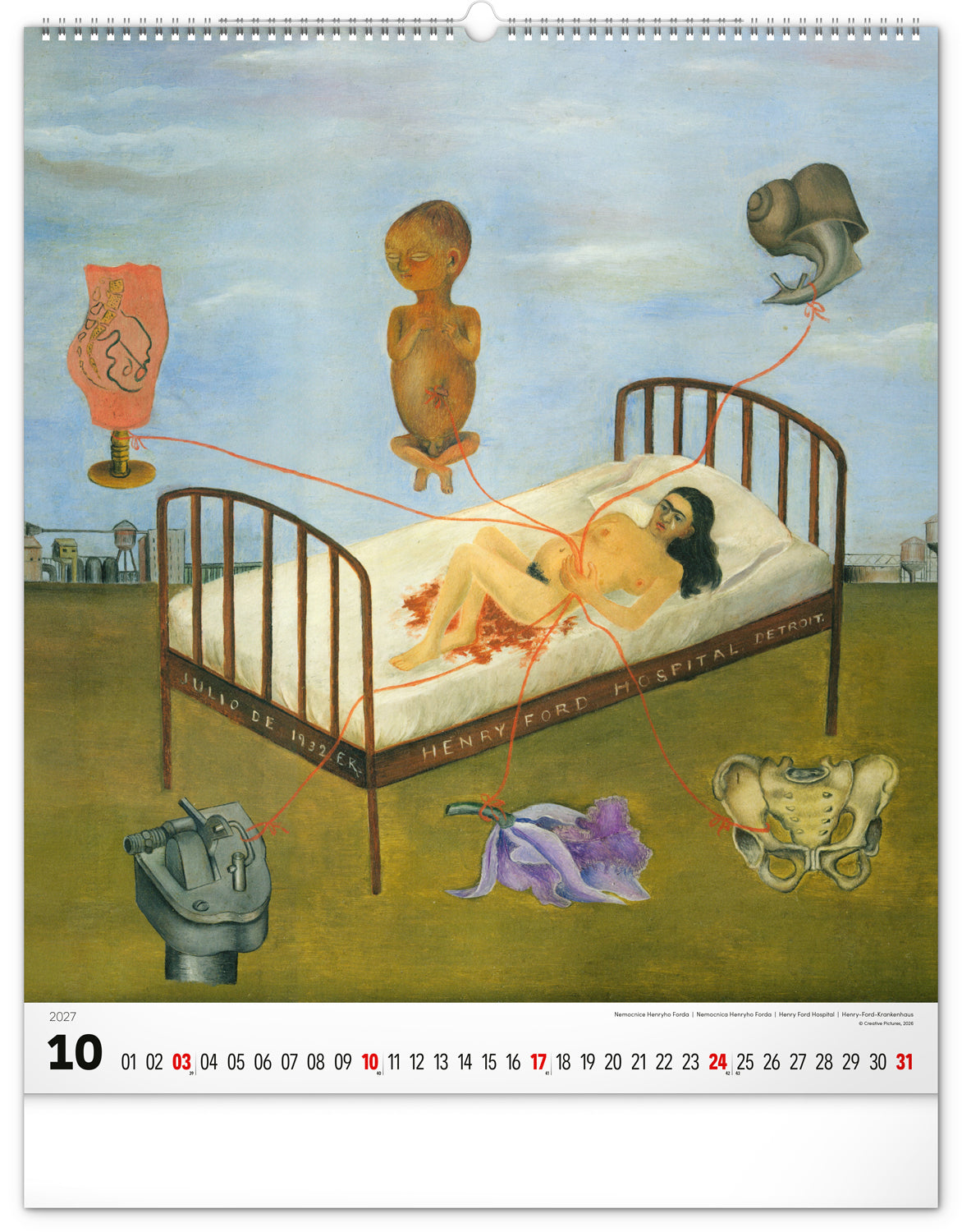 Wandkalender Frida Kahlo 2027, 48 x 56 cm