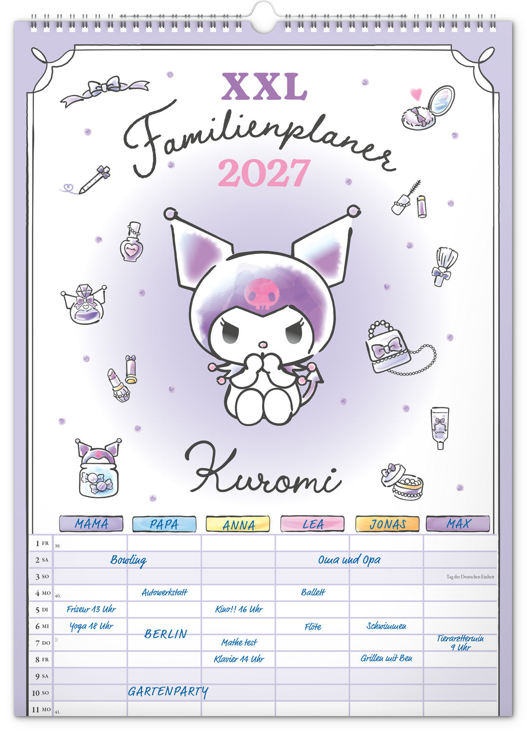 Familienplaner Kuromi 2027, 33 x 46 cm