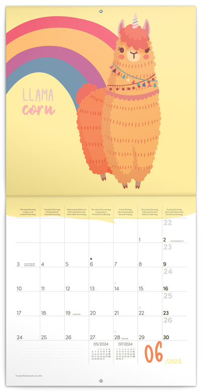 Broschürenkalender Happy Lamas 2024, 30 x 30 cm