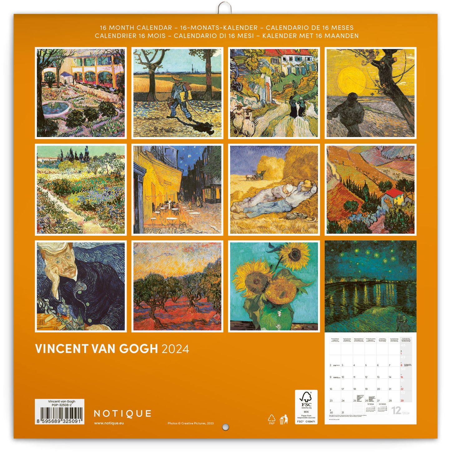 Broschürenkalender Vincent van Gogh 2024, 30 × 30 cm