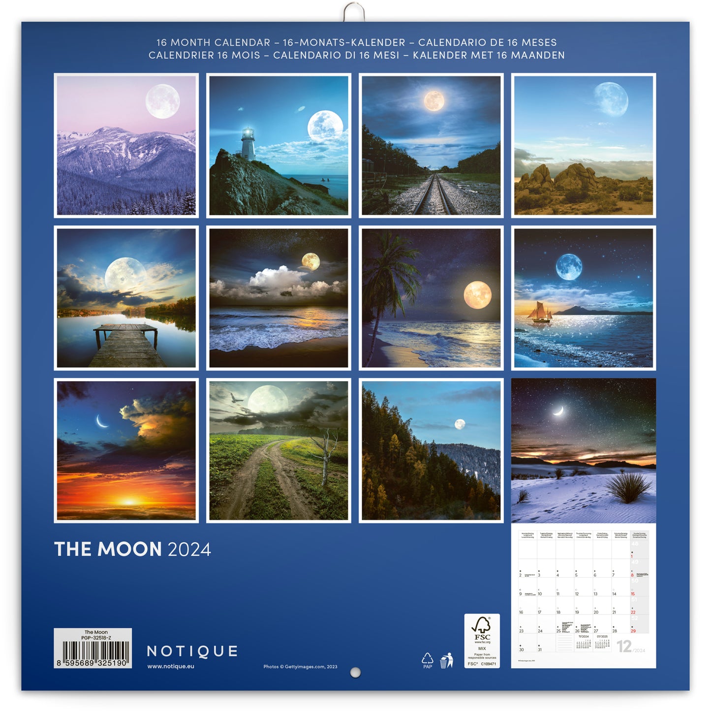 Broschürenkalender Mond 2024, 30 × 30 cm