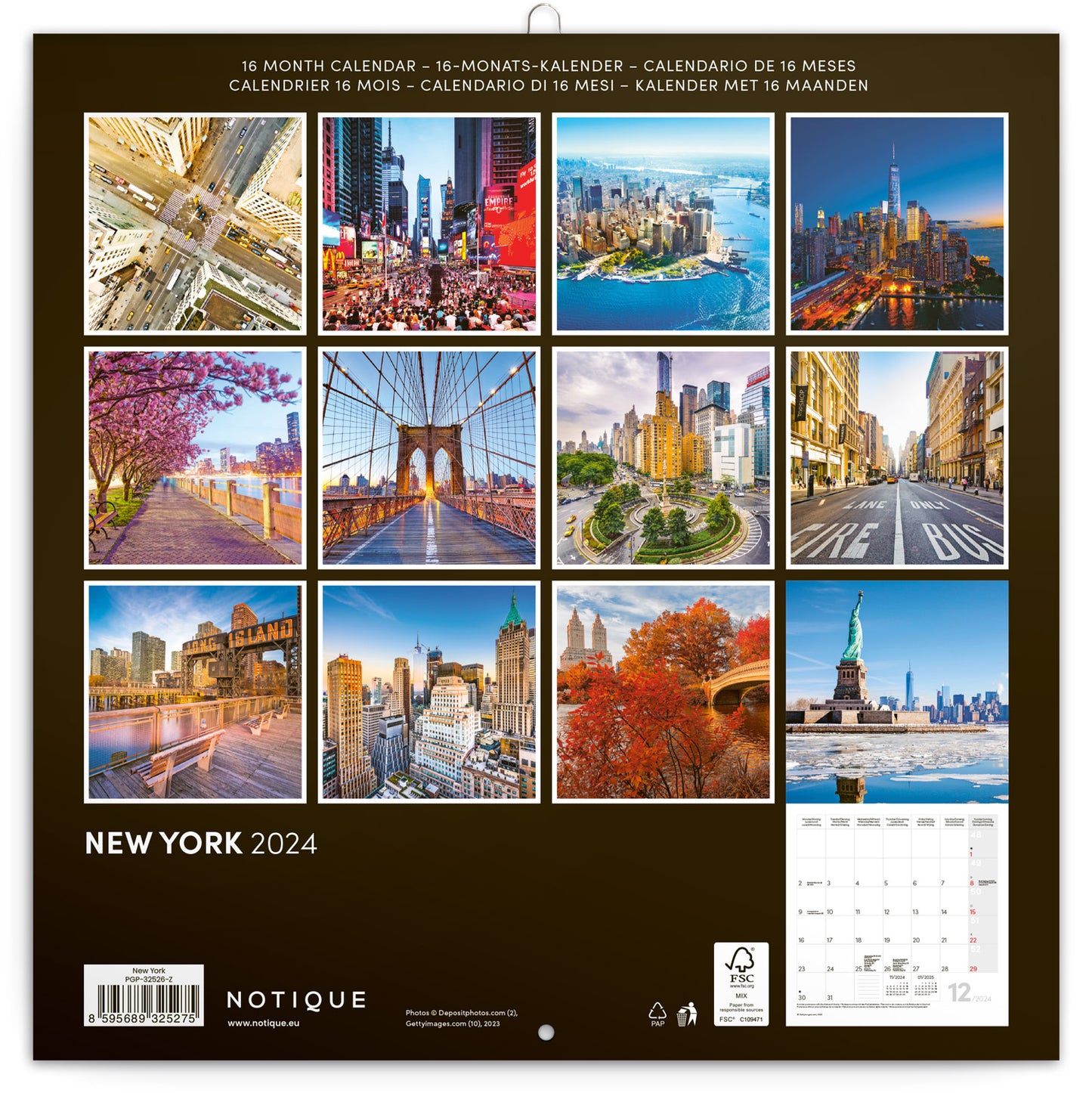 Broschürenkalender New York 2024, 30 × 30 cm