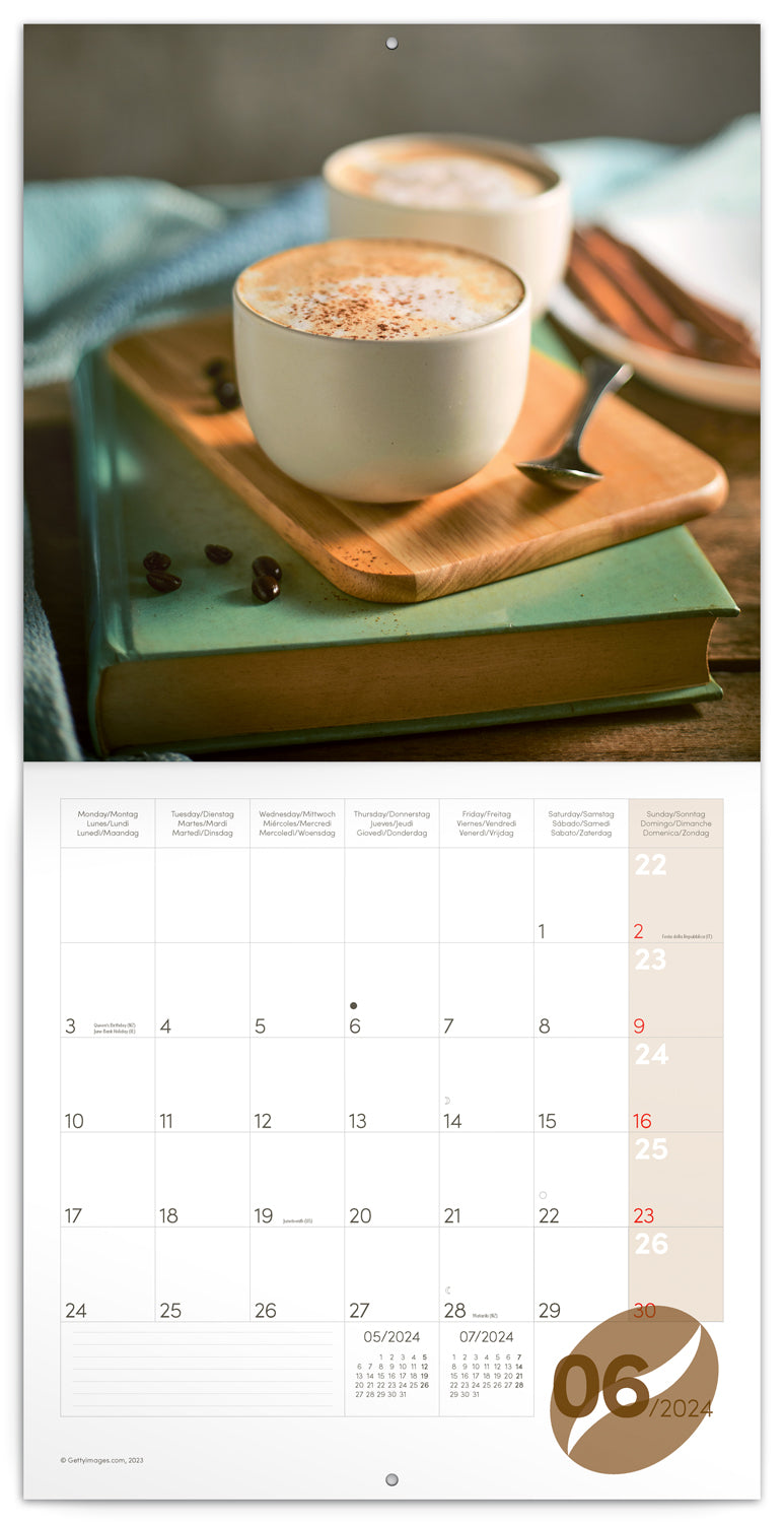 Broschürenkalender Kaffee 2024, duftig, 30 × 30 cm