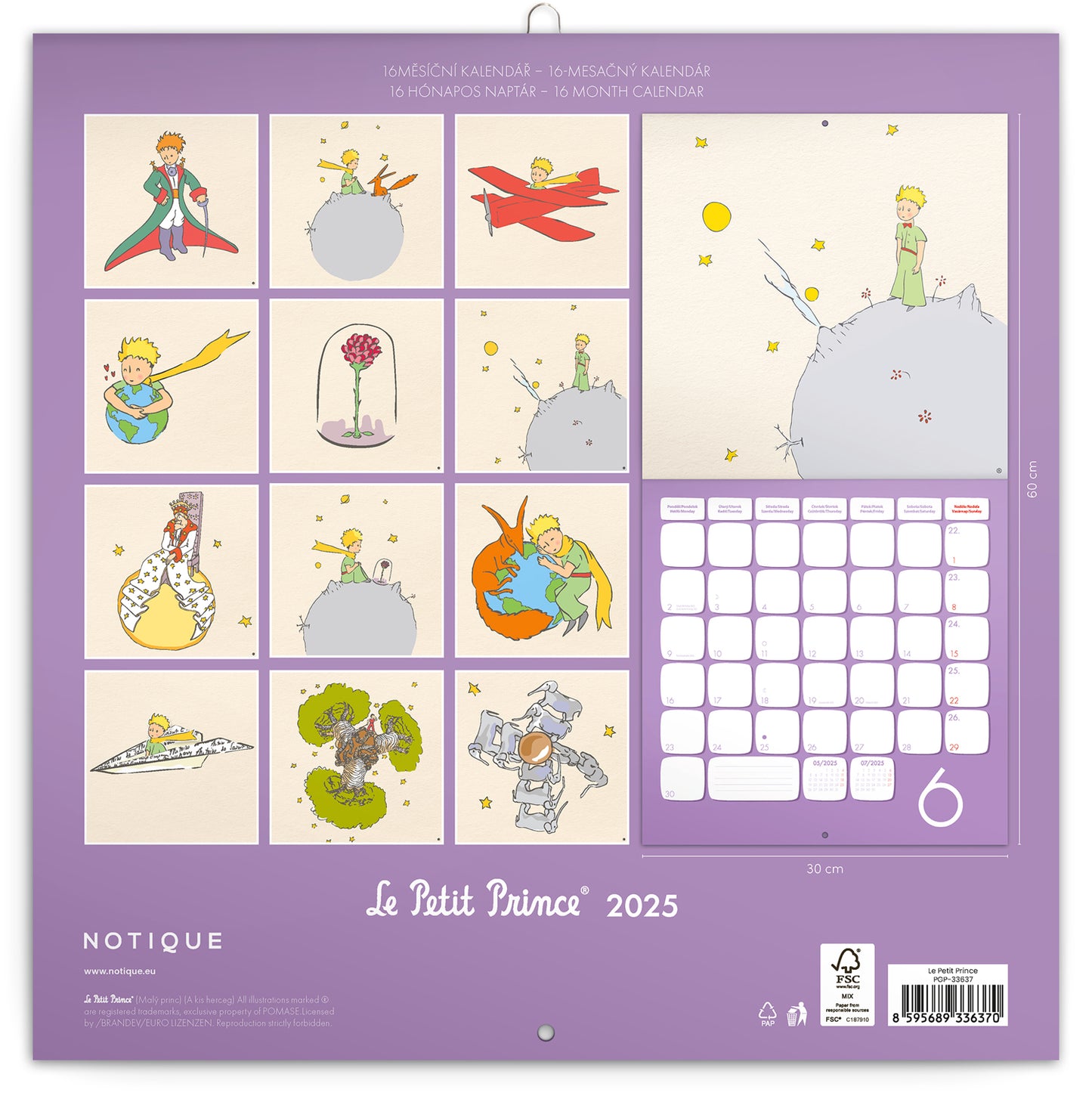Broschürenkalender Der kleine Prinz 2025, 30 x 30 cm