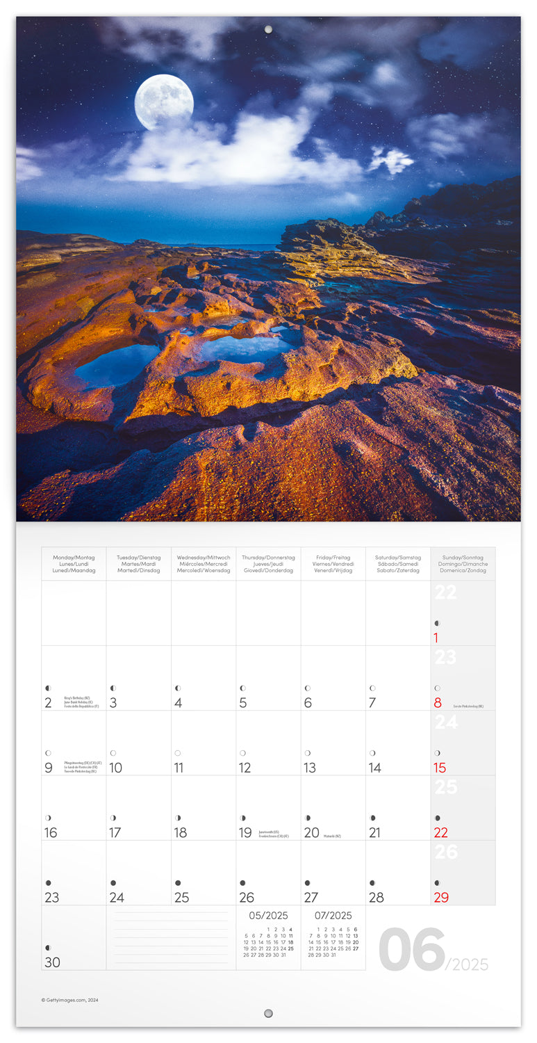 Broschürenkalender Mond 2025, 30 x 30 cm