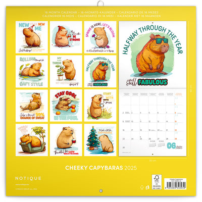 Broschürenkalender Cheeky Capybaras 2025, 30 × 30 cm