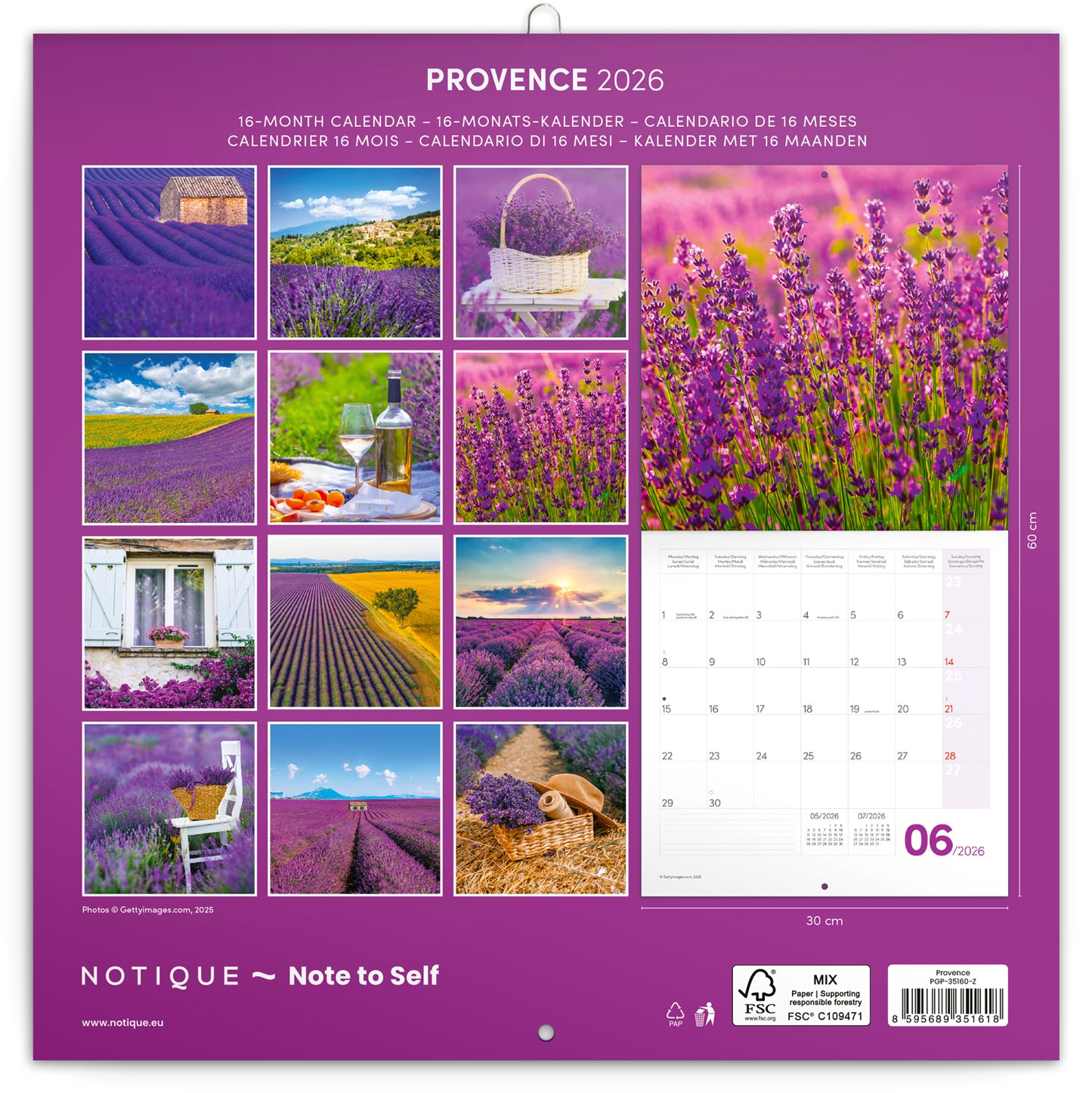 Broschürenkalender Provence 2026, 30 x 30 cm