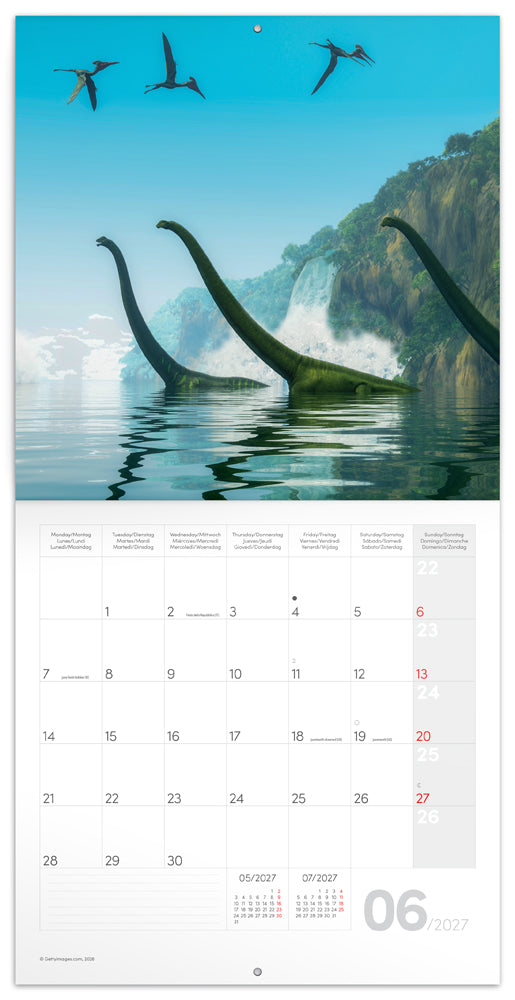 Broschürenkalender Dinosaurs 2027, 30 x 30 cm