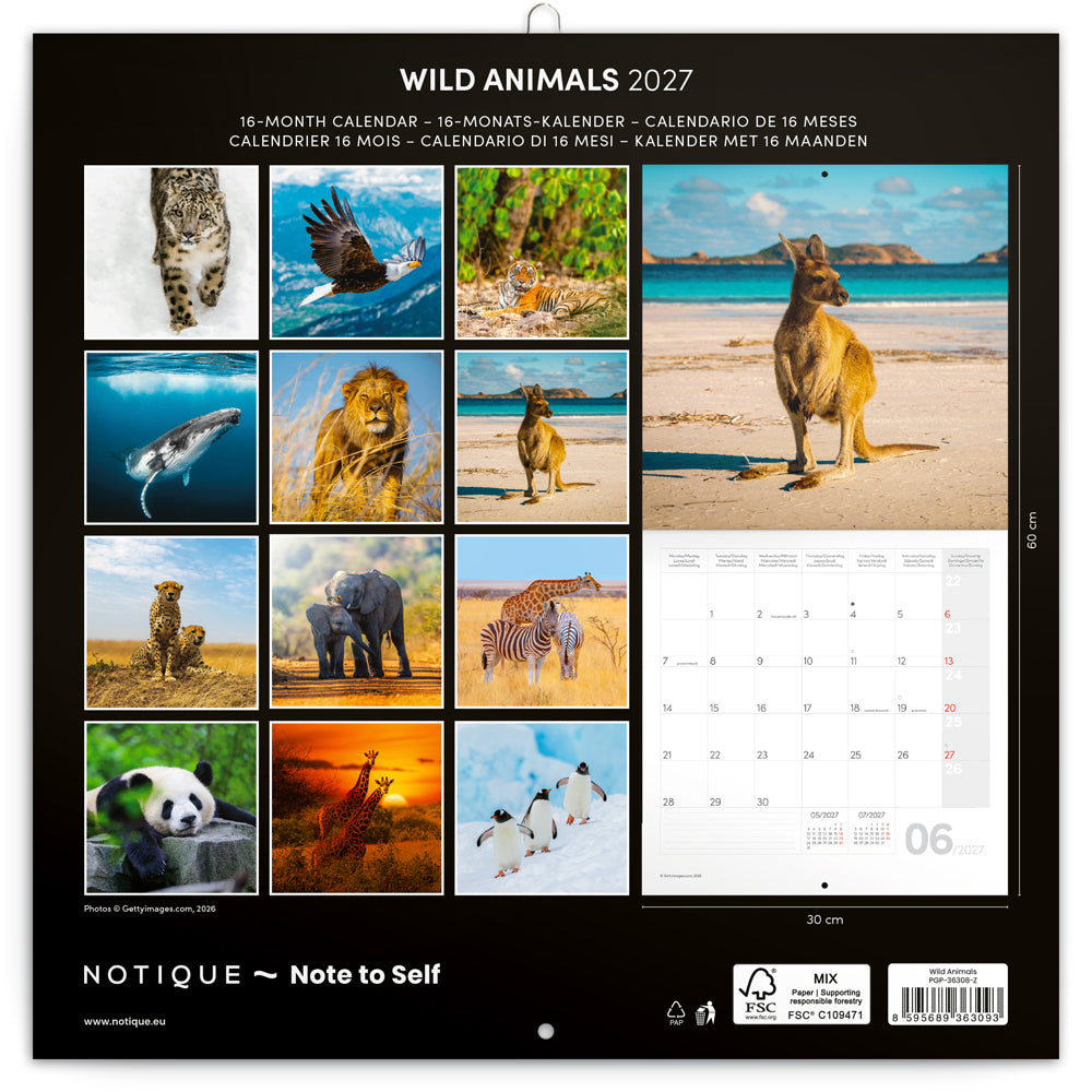 Broschürenkalender Wild Animals 2027, 30 x 30 cm