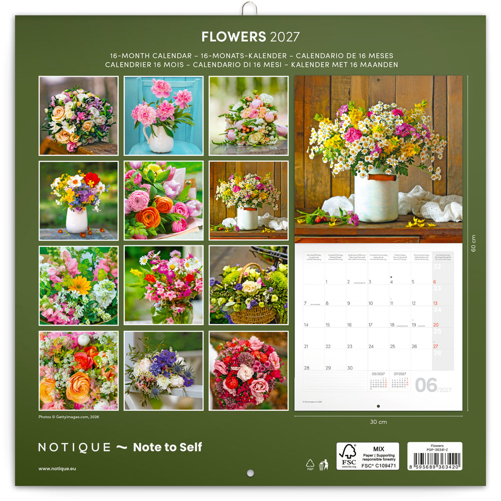 Broschürenkalender Flowers 2027, 30 x 30 cm