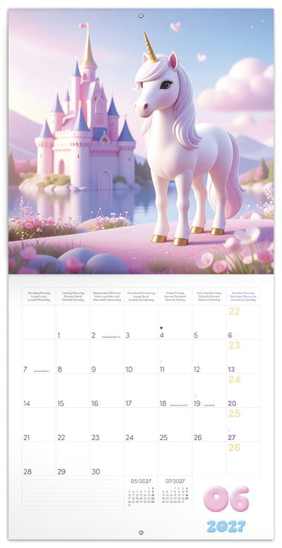 Broschürenkalender Happy Unicorns 2027, 30 x 30 cm