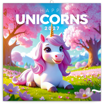 Broschürenkalender Happy Unicorns 2027, 30 x 30 cm