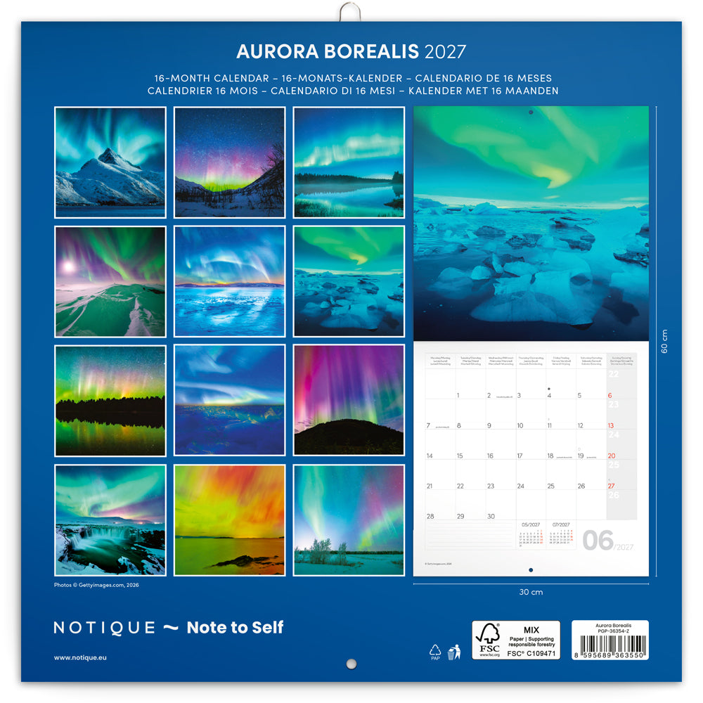Broschürenkalender Aurora Borealis 2027, 30 x 30 cm