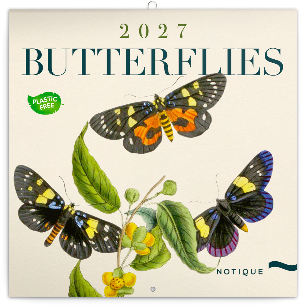 Broschürenkalender Schmetterlinge 2027, PLASTIC FREE, 30 x 30 cm