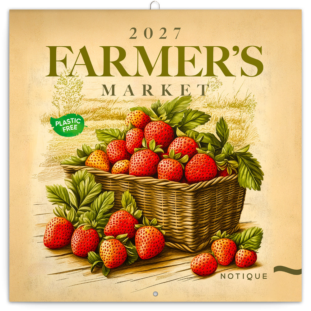 Broschürenkalender Bauernmärkte 2027, PLASTIC FREE, 30 x 30 cm