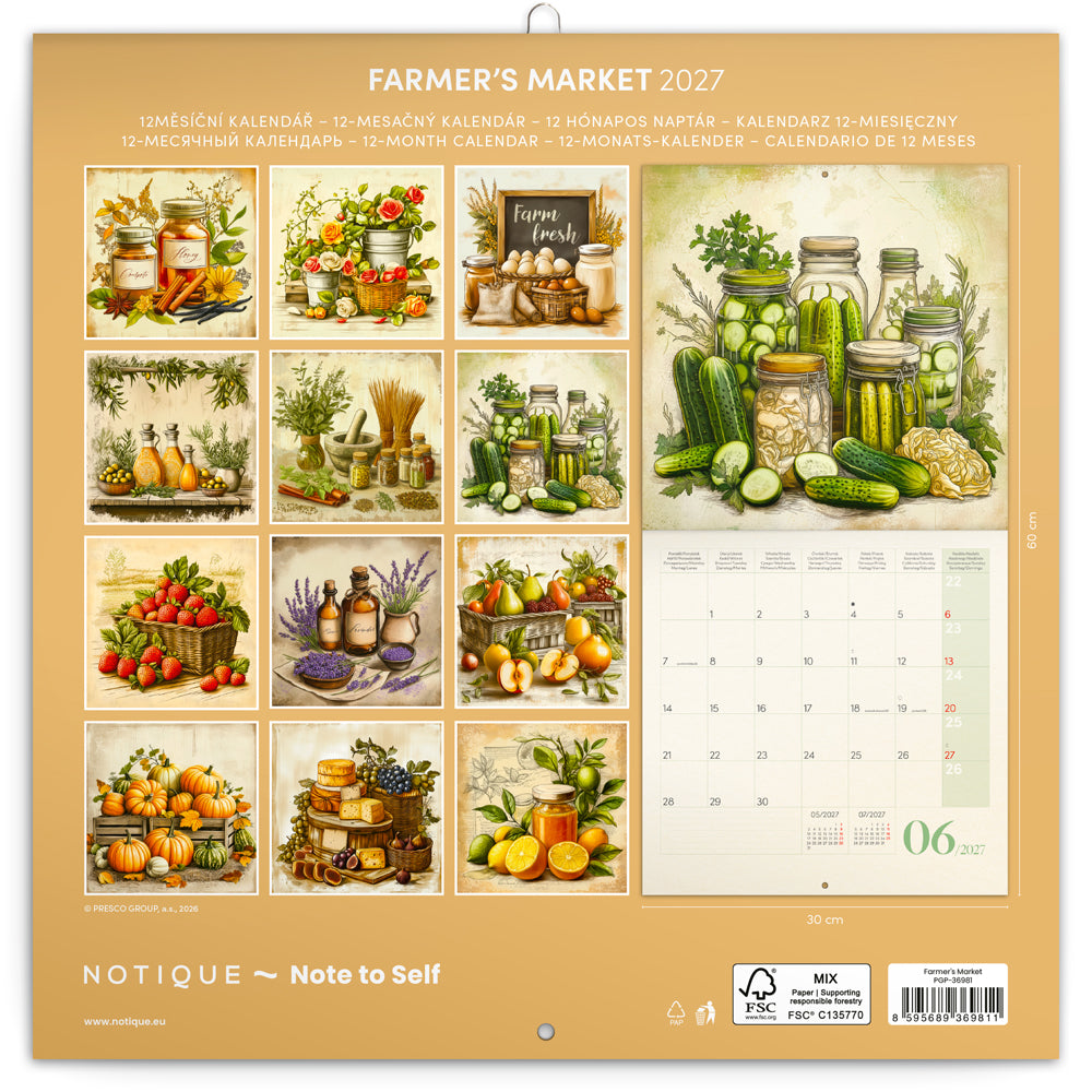 Broschürenkalender Bauernmärkte 2027, PLASTIC FREE, 30 x 30 cm