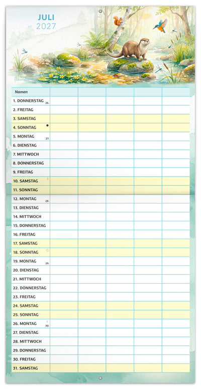 Familienplaner Tierchen 2027, 30 x 30 cm