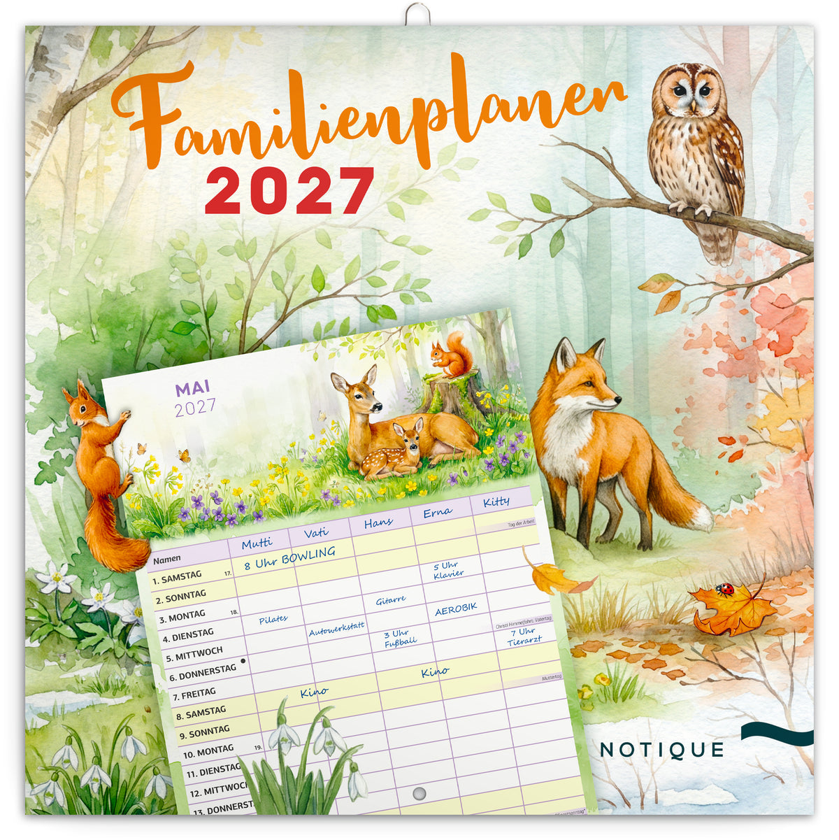 Familienplaner Tierchen 2027, 30 x 30 cm