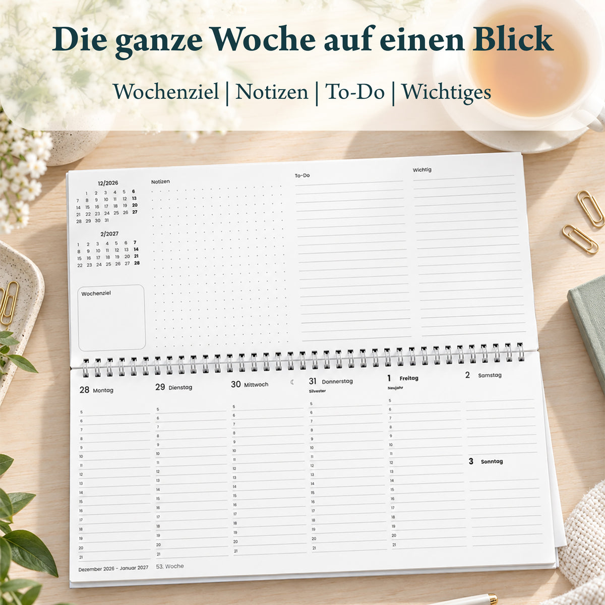 Tischkalender 2027, 33 x 14,5 cm